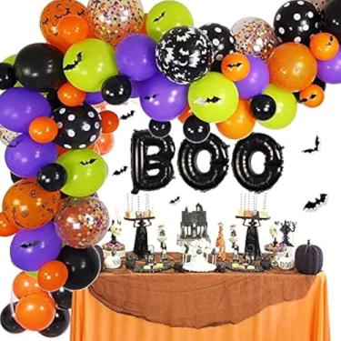 Imagem de ZesNice Kit de arco de guirlanda de balão de Halloween com balões de alumínio de Halloween Boo para decorações de festa de dia das bruxas