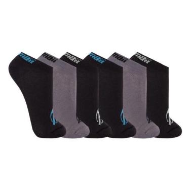 Imagem de 6 Pares De Meias Cano Curto Mormaii Masculina Básica Lisa, M 34-39, Pr