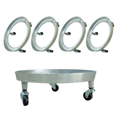 Imagem de Suportes Botijão de Gás e Vaso de Plantas Circular em Alumínio Fundido Rústico Resistente 3 Rodas | (KIT 5 Unidades) | #Artplast