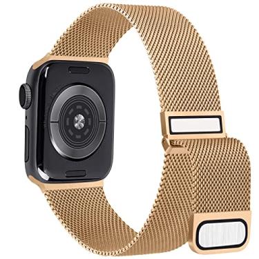 Imagem de Hanama Correia compatível com Apple Watch correia 38 mm 40 mm 41 mm 42 mm 44 mm 45 mm 49 mm, pulseiras de substituição de metal de aço inoxidável clássico para iWatch Series SE 8 7 6 5 4 3 2 1 (ouro