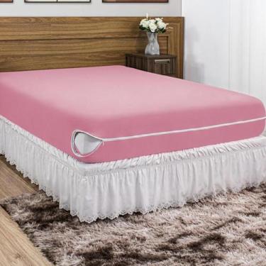 Imagem de Capa De Colchão Queen Casal Em Malha Gel (Helanca) e Zíper Prático - E