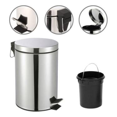 Imagem de Cesto De Lixo 12 lts 100% Inox C/ Pedal Banheiro - AIH, Inox