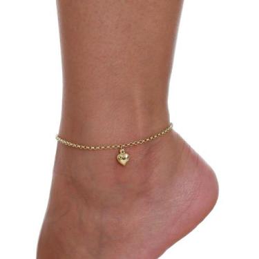 Imagem de Tornozeleira Feminina Portuguesa Pingente Coração Ouro 18k 750 - Thile