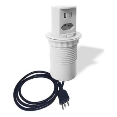 Imagem de Torre Tomada Pop Qtmov Mini Toten C/ 01 10a + 02 Usb Branca