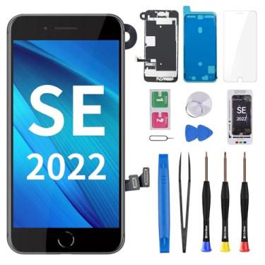 Imagem de DGSCSMY Para iPhone SE 3ª/2ª geração e para iPhone 8 tela de substituição com botão Home SE 2022 Display LCD 11.9 cm SE3 3D Touch digitalizador com alto-falante auricular câmera frontal kit de