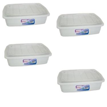 Imagem de Kit 4 Caixa Organizadora Container 5 L C/Tampa 34x24x11Cm - Arqplast