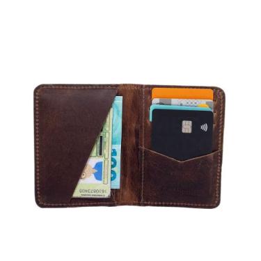 Imagem de Carteira Porta Cartão Slim Masculino em Couro Cnh Nota Cartão - Pampas