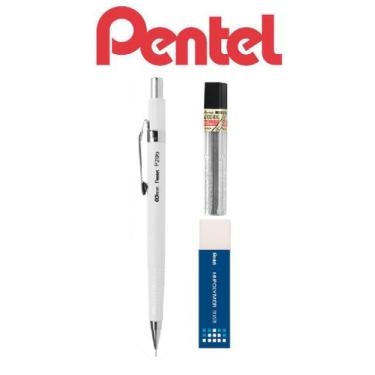 Imagem de Lapiseira Tecnica Pentel 0,5mm P-205 Sharp Branca + Itens