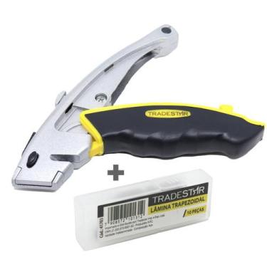 Imagem de Estilete Metálico Emborrachado 18mm + 5 Lâminas + Refil 10 Lâminas - T