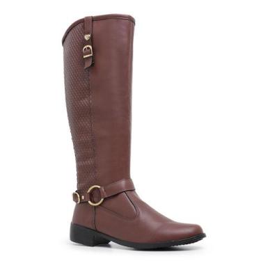 Imagem de Bota Montaria Feminina Em Sintético De Alta Qualidade Cano Longo Fivel