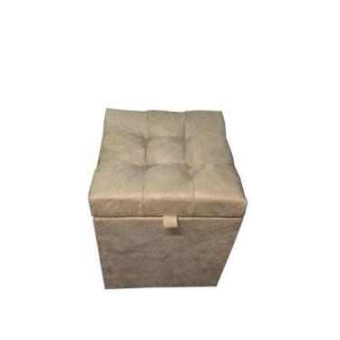 Imagem de Puff baú quadrado - 1 lugar - 36x36cm - bege escuro - NEGROMONTE STORE