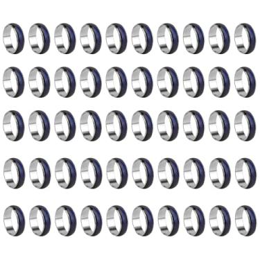 Imagem de Pacote de 50 peças de lotes de atacado vintage cores variáveis anéis de humor tamanho 15,2 a 25,4 cm em massa, Metal