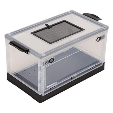 Imagem de Tanque transparente de hamster Grande gaiola transparente de hamster respirável para esquilo de hamster dourado, design de porta frontal, orifícios de ventilação lateral, polia (Preto)