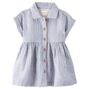 Imagem de little planet by carter's Vestido para bebês meninas feito com algodão orgânico, Beats Blue, 3 Meses