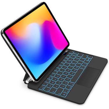 Imagem de BETTDOW Capa com Teclado e Trackpad para iPad Pro de 11 polegadas (4ª/3ª/2ª/1ª) geração 2022 e Air 6ª e 11 polegadas (M2, 2024) e iPad Air 5ª/4ª geração de 10,9 polegadas,Teclado com LCD DisplayPreto