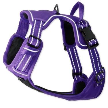 Imagem de Pet Passion Peitoral refletivo ajustável para cães para todas as raças de animais de estimação, roxo, grande