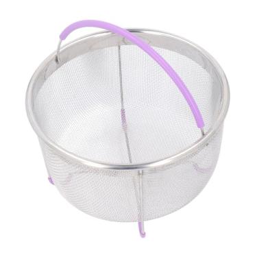 Imagem de Cesta de de Malha, Inserção de Filtro de Aço Inoxidável Se Encaixa Em Panelas de Pressão de 6 Qt Com Alça Roxa, Material de Longa Duração Ideal para Fitness