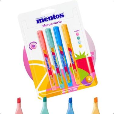 Imagem de Marca Texto Mentos Kit C/4 Unidades Cores Pastel Canetas Kit Flex - co