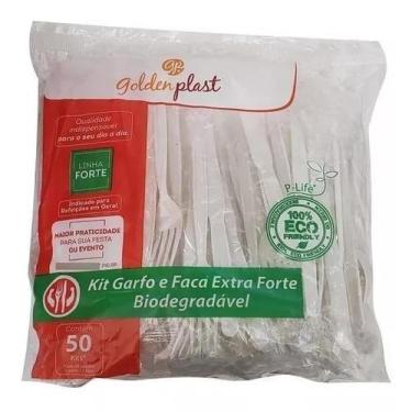 Imagem de Garfo e faca descartavel embalados individualmente c/ 50 kit - GOLDENP
