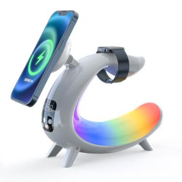 Imagem de Fone de ouvido seis em um para telefone, relógio, carregamento sem fio, luz noturna colorida, luz ambiente, Bluetooth, relógio de áudio, lâmpada de mesa para iPhone 16 Pro 15/14/13/12, relógio Ultra2