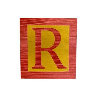 Imagem de Cubo Amarelo Letra Vermelho com Aplique Festa Chá de Bebê Decoração 8x