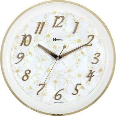 Imagem de Relógio De Parede Dourado Flores 34,6 Cm Herweg 6822-29
