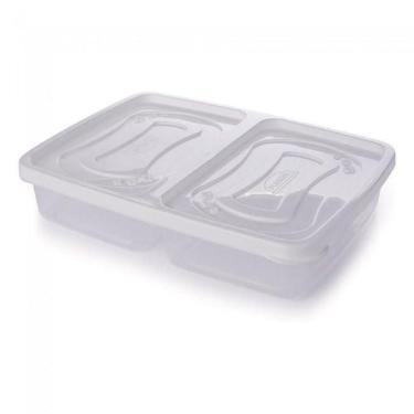 Imagem de Pote Retangular Presunto E Queijo Com 2 Div Clic - Plasutil