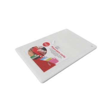 Imagem de Tábua Plástica para Corte com Canaleta Branco 25x35cm Solrac, BRANCO, 