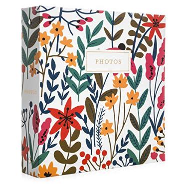 Imagem de Jot & Mark Conjunto de álbuns de fotos - 200 fotos 10 x 15 cm, mangas transparentes de bolso, 6 divisórias de abas, fichário de 3 anéis 21 x 24 cm (buquê de flores silvestres) - 3 anéis para scrapbook