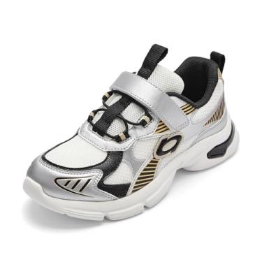 Imagem de Balabala Tênis branco para meninas, meninos, crianças, tênis, tênis escolar, leve, para corrida, Prateado, preto, 13 Little Kid