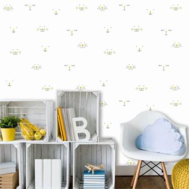 Imagem de Papel de Parede Autocolante Gatinhas Amigas Amarelo 250 - Inove Papéis