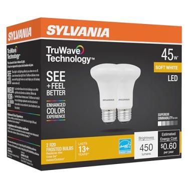 Imagem de Lâmpada Sylvania LED TruWave Natural Series R20, 50W Equivalente Eficiente 5W, Regulável, Fosca, 2700K, Branco Macio - Pacote com 2 (40788)