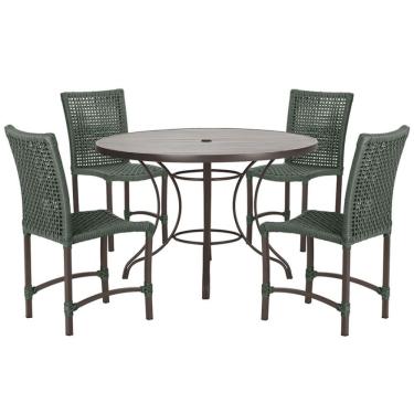 Imagem de 4 Cadeiras Corda Náutica E Mesa Tampo 1,00m Ripado Alumínio Verde