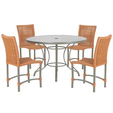 Imagem de Mesa Ascoli 4 Cadeiras Cannes De Alumínio Fendi Trama Terra Cota