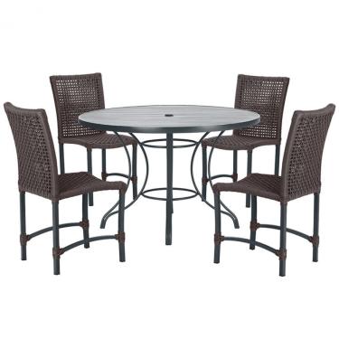 Imagem de Mesa Ascoli Com 4 Cadeiras Cannes De Alumínio Trama Marrom