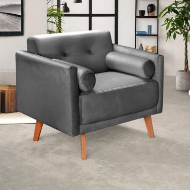 Imagem de Poltrona Moderna Luma Decoração Sala, Varanda, Recepção Cinza Grafite
