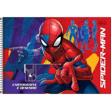 Imagem de Caderno De Desenho Homem Aranha Tilibra - 80 Folhas Fundo Azul E Vermelho