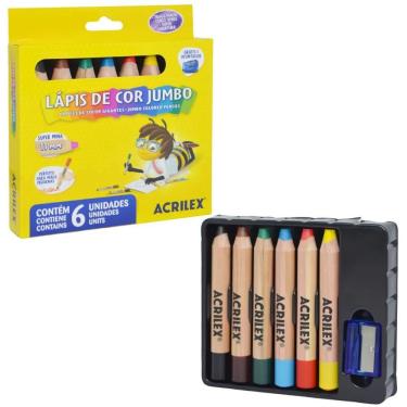 Imagem de Lápis De Cor Jumbo Super Mina 11mm Acrilex - 6 Cores