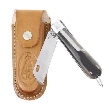 Imagem de Canivete de Chifre com Lâmina em Aço Inox e Bainha Nossa Senhora Rodeo