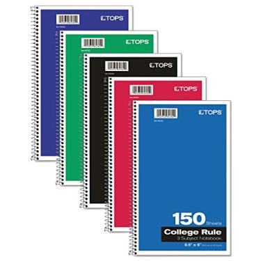 Imagem de Oxford Caderno para 3 objetos, 15,24 cm x 23,89 cm; Regra universitária, 150 folhas, 2 divisórias (65362)