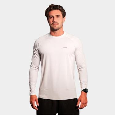 Imagem de Camisa Masculina Raglan Manga Longa Branca TR4 Slim Proteção Uv Academ