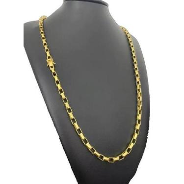 Imagem de Cordão Tijolinho Curto 6mm Banhado A Ouro 18k - Dourado 70cm - Tojoia1