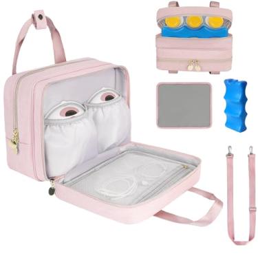 Imagem de Jaffzora Bolsa para Bomba Tira Leite Vestível com Refrigerador Compatível com Elvie, Momcozy S12 Pro e Bomba Medela com Estilo, Estojo de Transporte para Bomba Tira Leite e Acessórios, Rosa (Somente Bolsa)