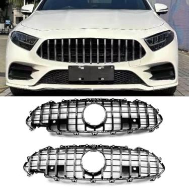 Imagem de Grade de para-choque de carro tiras decorativas kit de corpo grade de corrida grade de para-choque dianteiro para CLS GT 2019-2022 parte externa (prata)