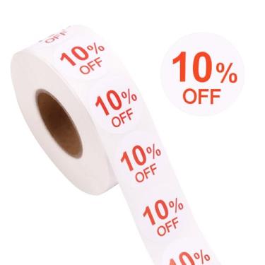 Imagem de Tinoaly 1000 Un. Autocolantes com 10% de, Etiquetas Redondas Autocolantes 25 mm com Percentagem de para Retalho De Vendas