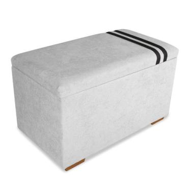 Imagem de Recamier Puff Baú Decorativo Funcional Organizador no Boucle com Cinto