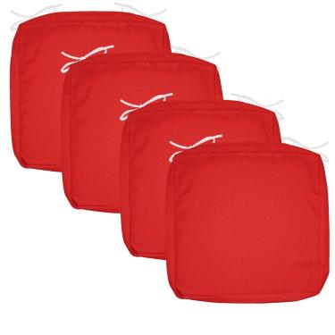 Imagem de Capa de almofada de pátio FLYMEI impermeável 45x45x5cm vermelha, pacote com 4