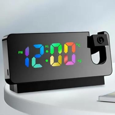 Imagem de Relógio Digital de Mesa LED com Projetor no Teto, Alarme, Termômetro e Display 12/24h - Bivolt