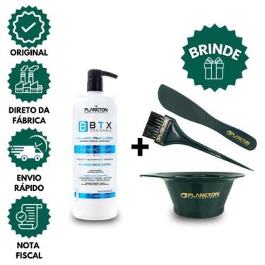 Imagem de BTX Orghanic Brush 1L  Redução de Volume Sem Formol + Kit Aplicador Gr