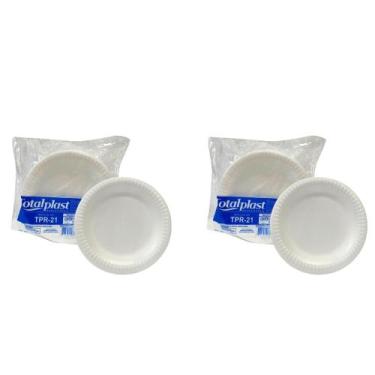 Imagem de Kit Prato Isopor Raso 21 Cm Totalplast Com 20 Unidades